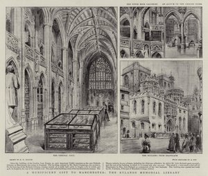 マンチェスターへの記念品、ライランズ記念図書館 作： Henry William Brewer